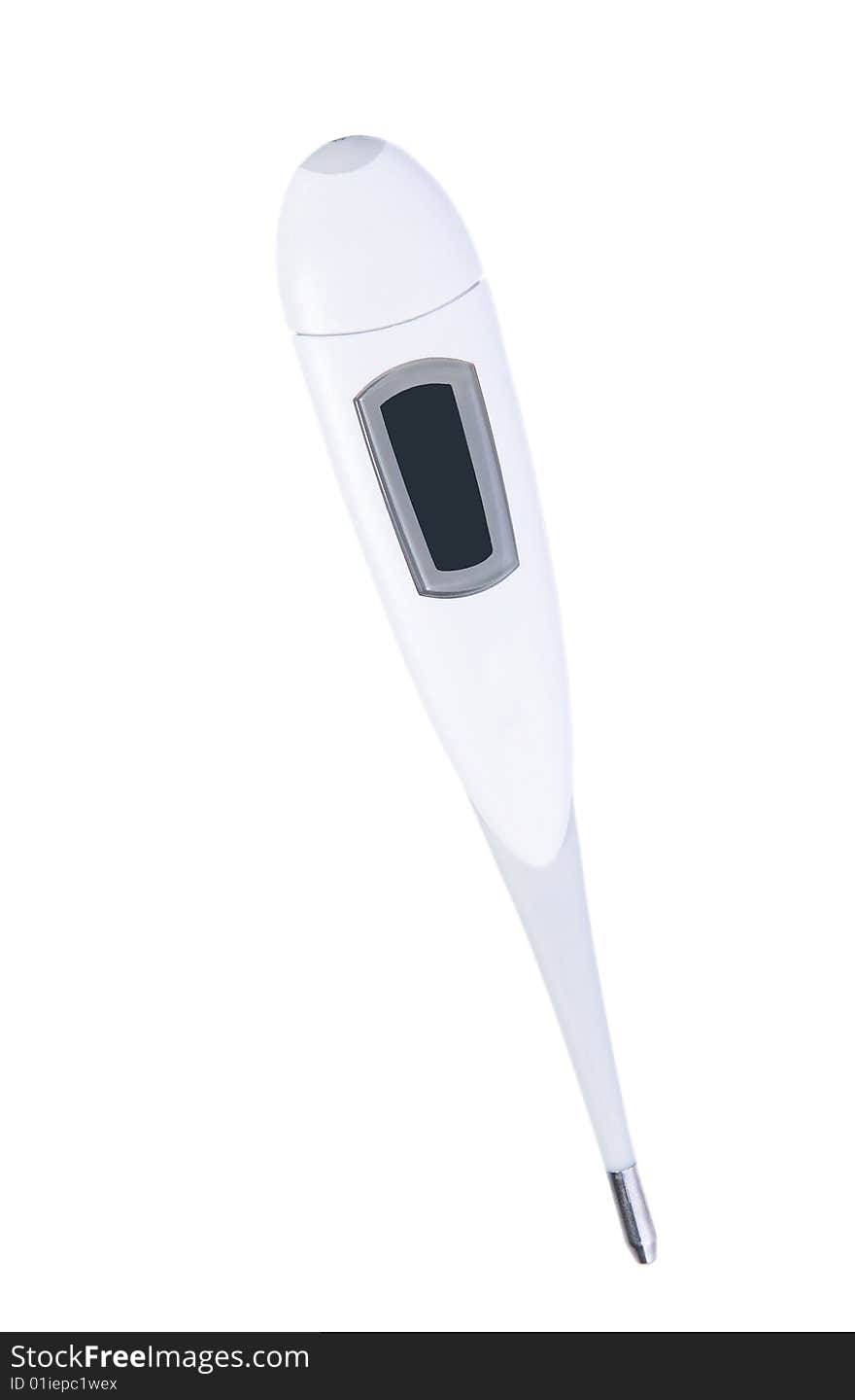 Digital thermometer on white background