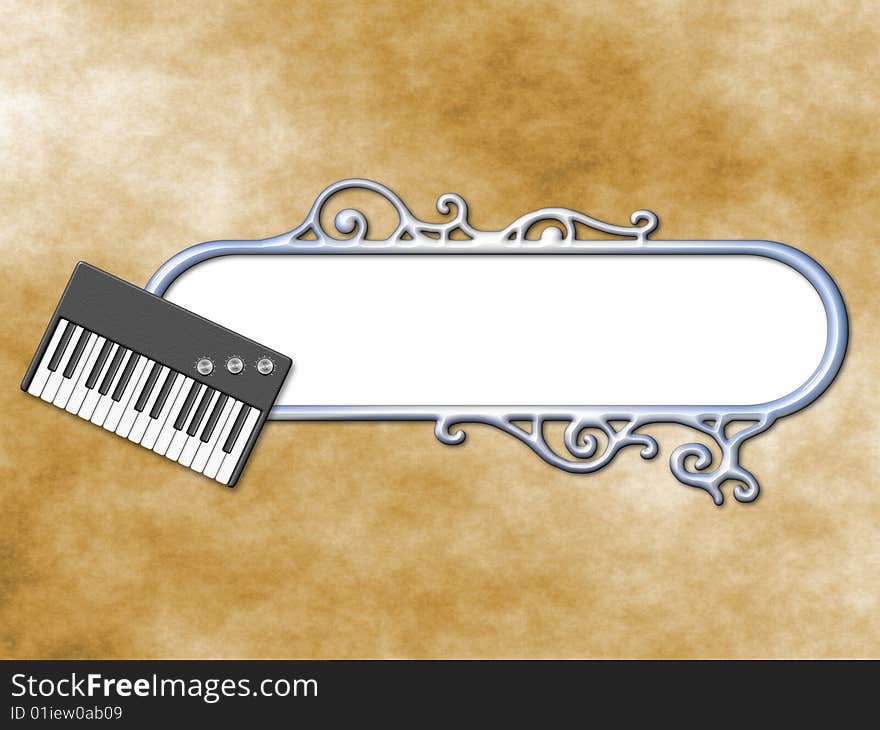 Grunge music theme with banner and retro vintage keyboard. Grunge music theme with banner and retro vintage keyboard