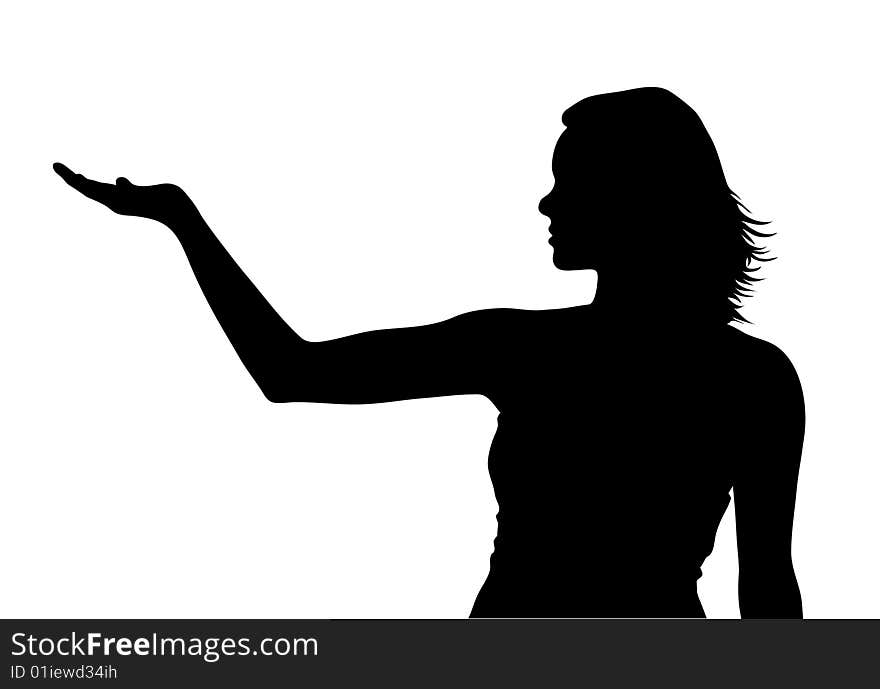 Black silhouette girl on white background