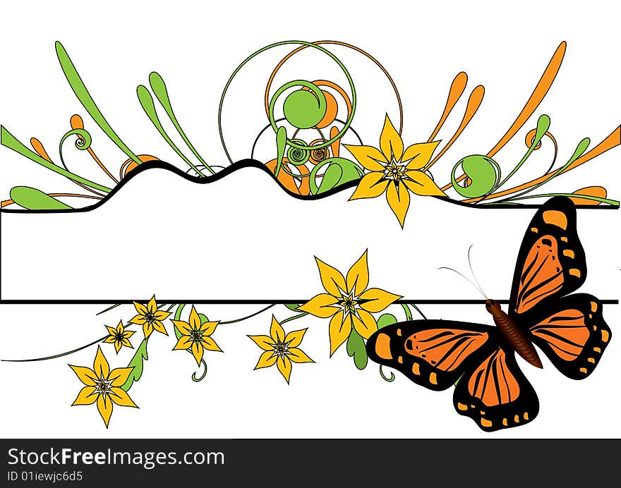 Butterfly and flower, background vector