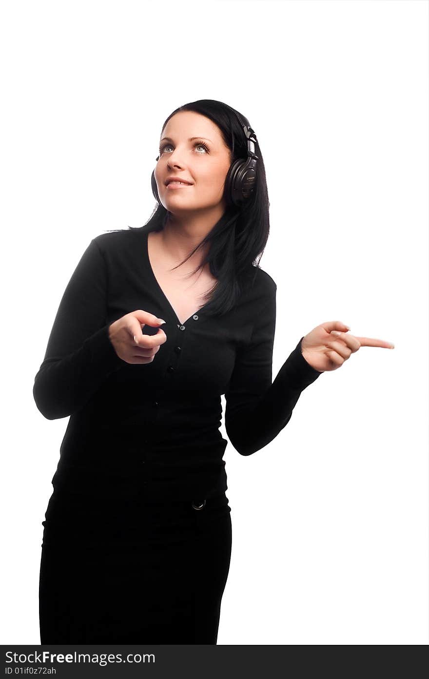 Beautiful young girl dancing in the headphones. Beautiful young girl dancing in the headphones