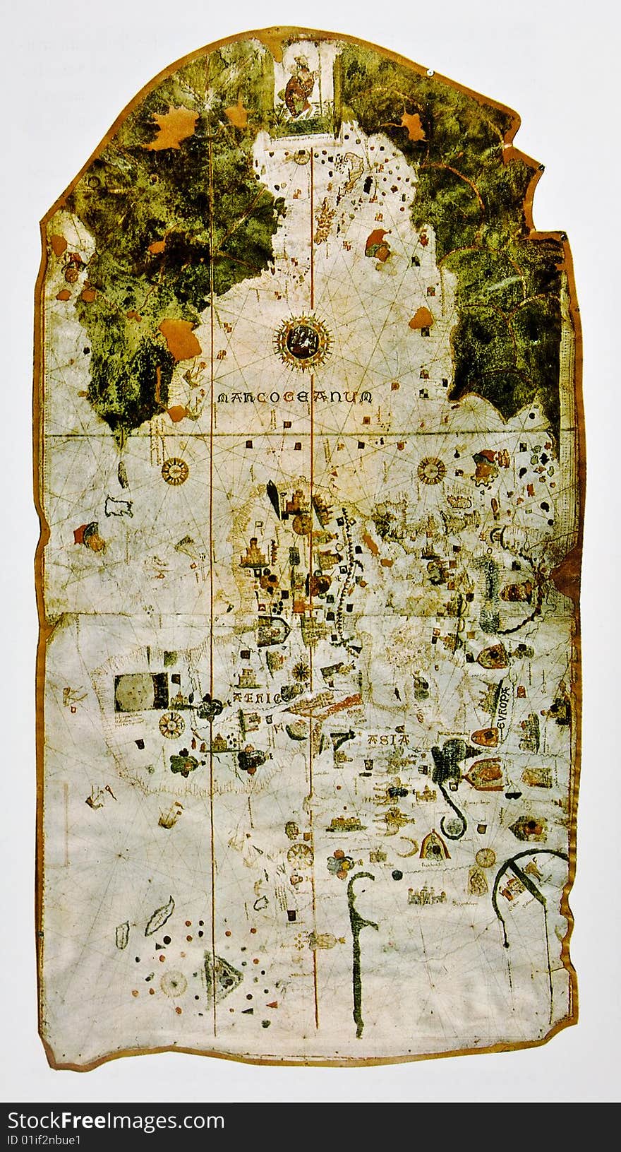 Medieval map showing part of North America. Photo from old reproduction