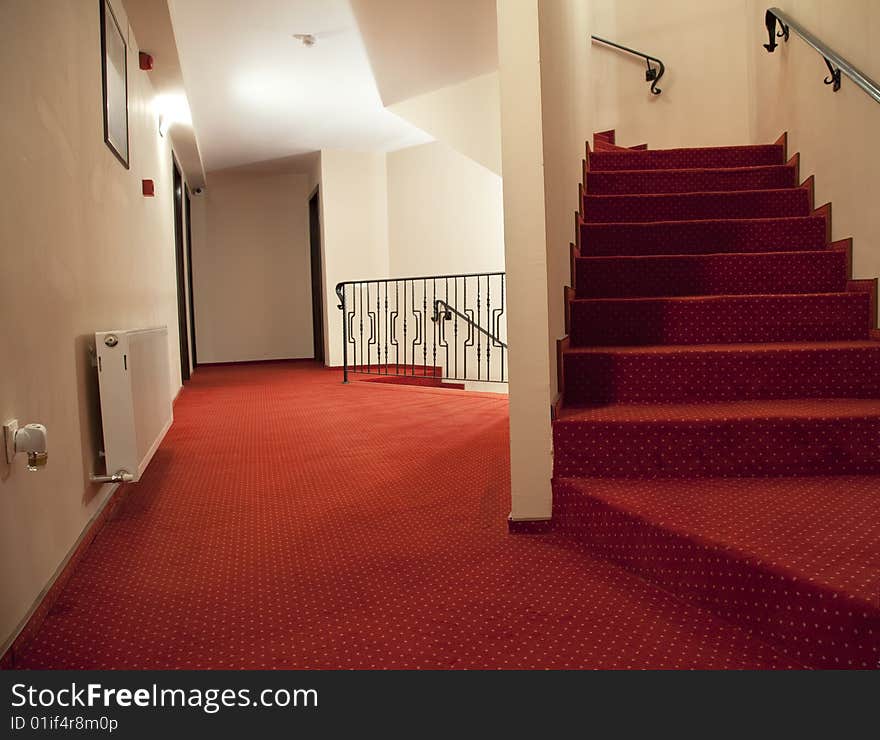 Hotel hall with stairs and steps elegant style. Hotel hall with stairs and steps elegant style