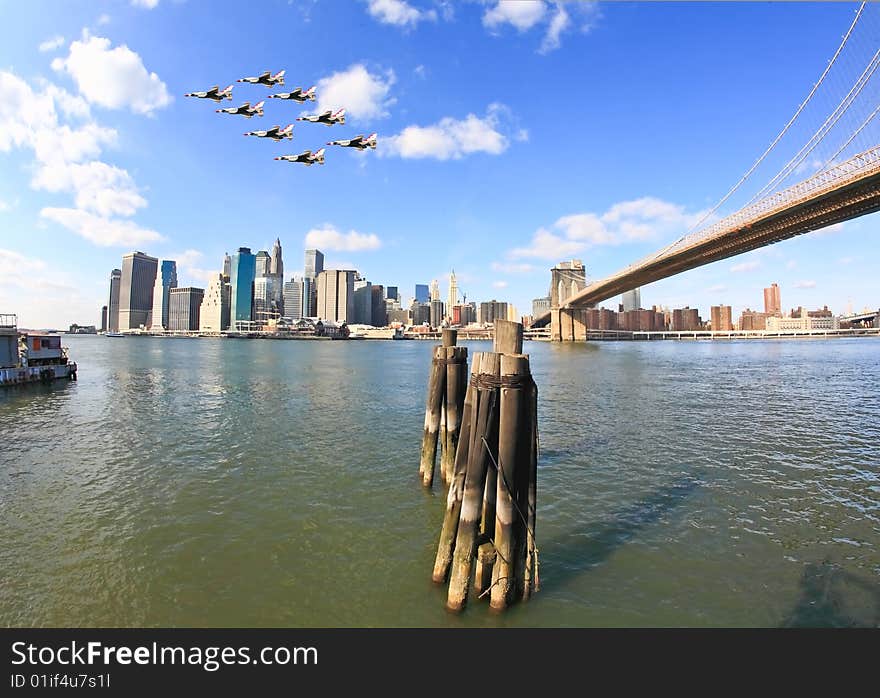 The downtown Manhattan skyline in NYC