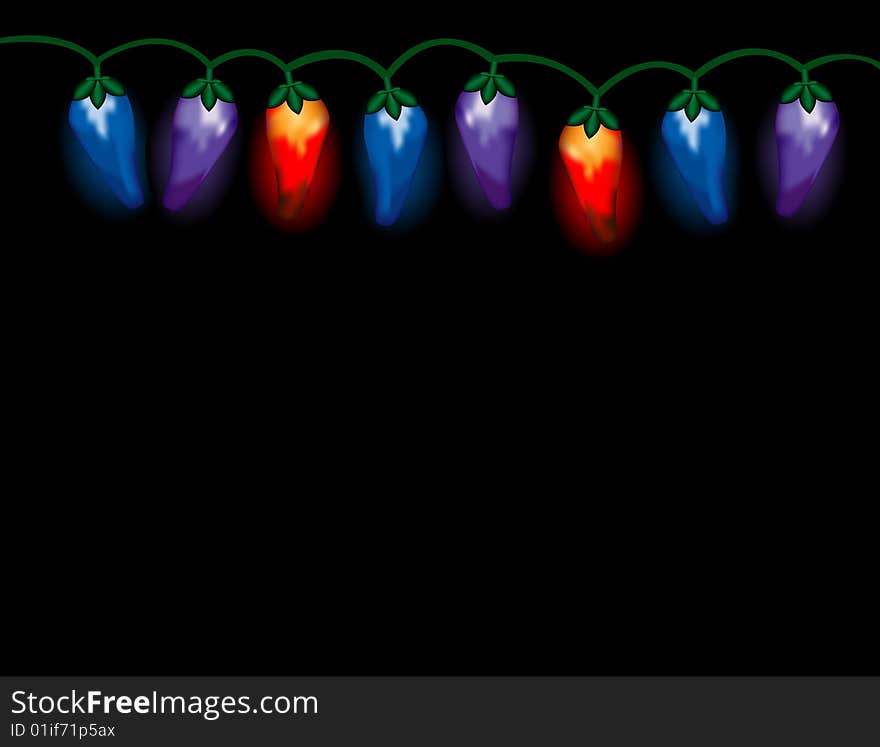 Chili Pepper Lights with Blue, Purple and Red