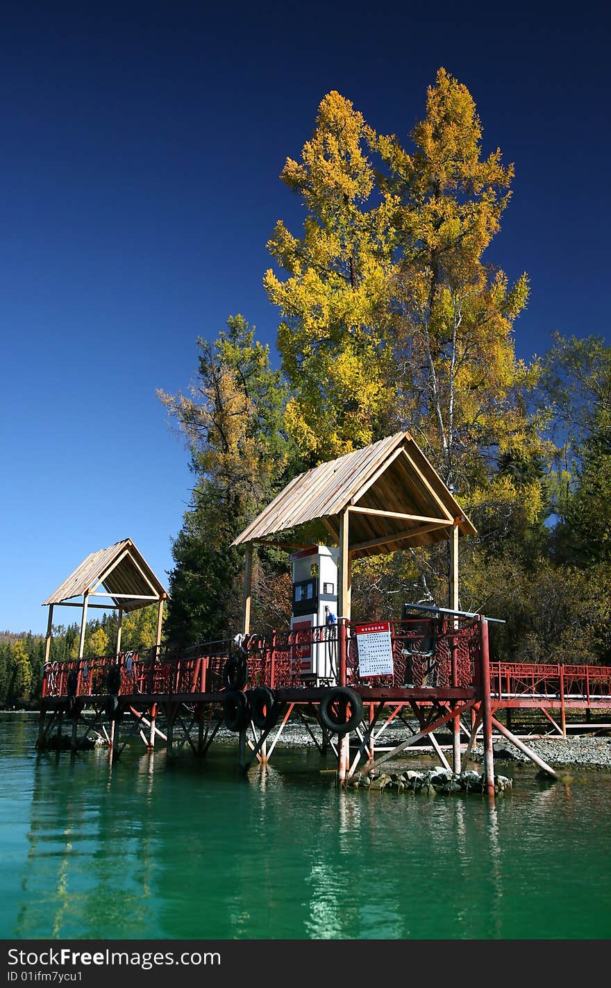 Boat gas station in xinjiang kanas lake.