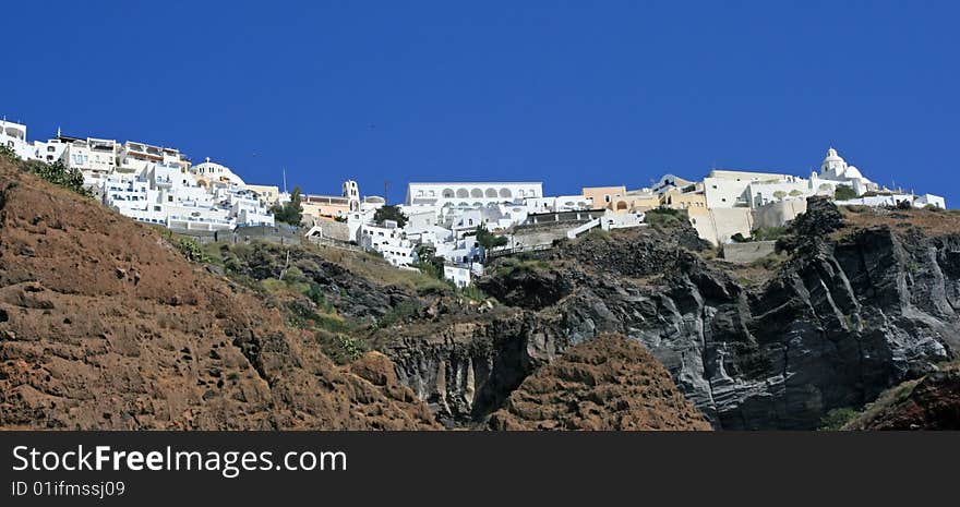 View over town Oia island Santorini, Greece