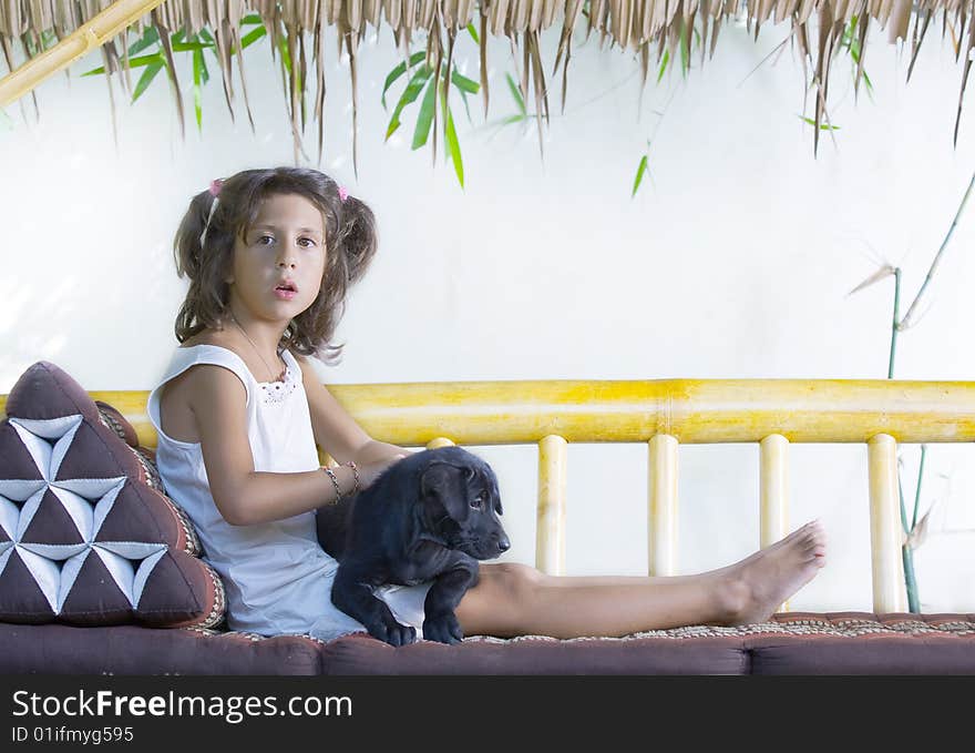 Portrait of little girl having good time in summer environment. Portrait of little girl having good time in summer environment