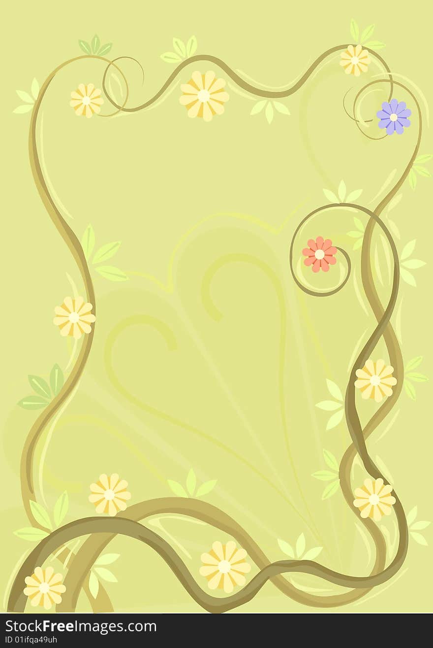 Floral background with leaf and flower