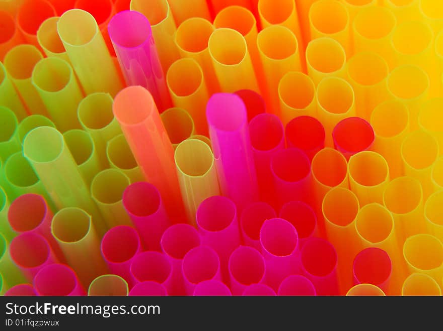 Close-up of colored drinking straws for backgrounds