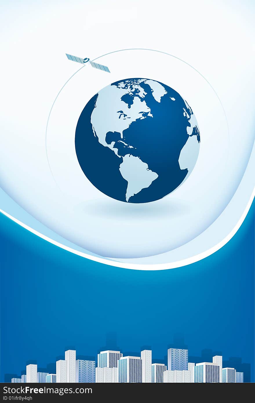 Abstract business background with globe and city. Abstract business background with globe and city