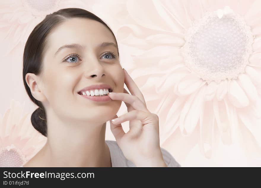 Portrait of young beautiful woman on pink background. Portrait of young beautiful woman on pink background