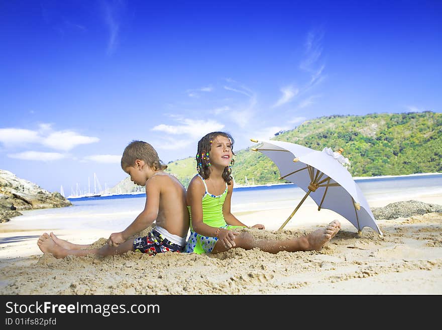 Portrait of little kids having good time in summer environment. Portrait of little kids having good time in summer environment