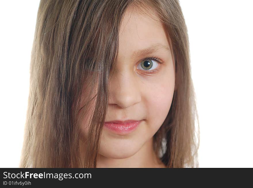 The face of little cute girl close-up