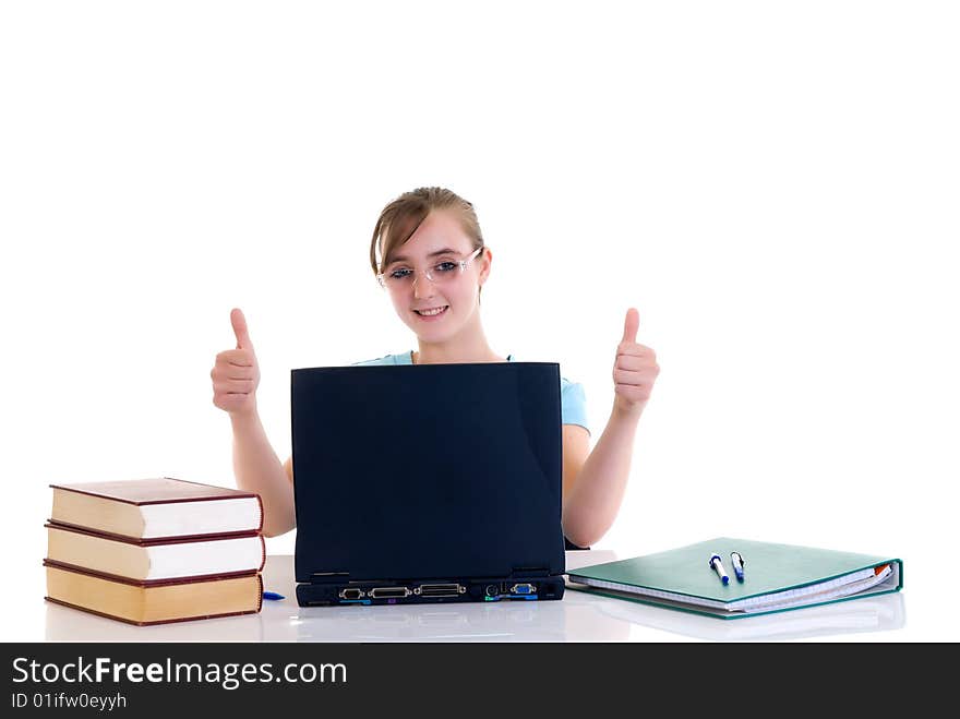 Teenager Girl On Desk