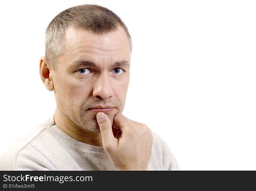 Man, portrait, isolated on white background. Man, portrait, isolated on white background