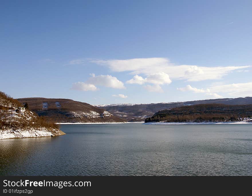 View from dam in Bulgaria at the end of the winter