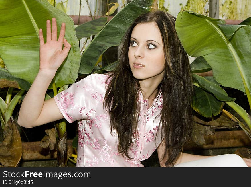 Girl And Plants