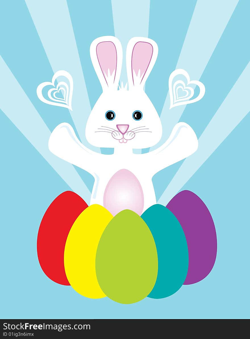 Easter Bunny With Rainbow Eggs