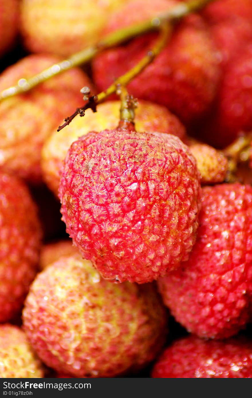 Close up of red litchis. Close up of red litchis