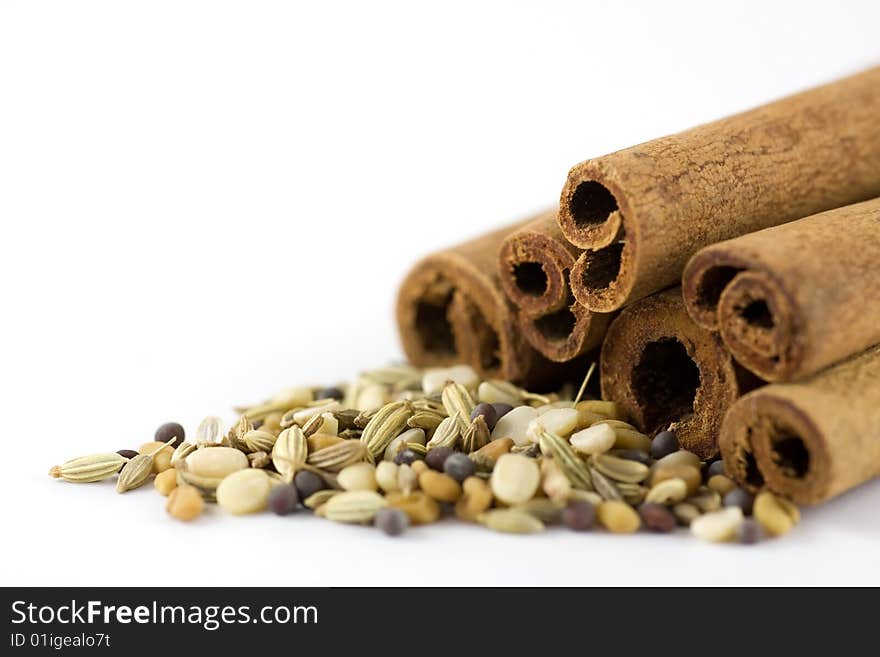 Cinnamon and spices, macro shot, shallow DOF