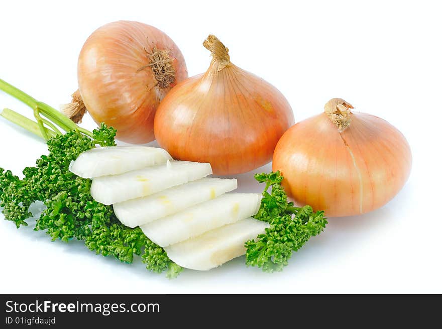 Three onions with parsley