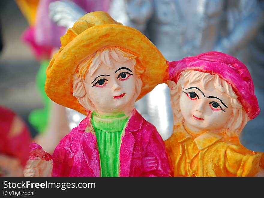 Very colorful handmade painted toys