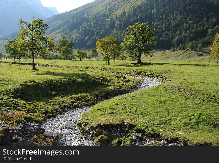 A small river in the alps. A small river in the alps.