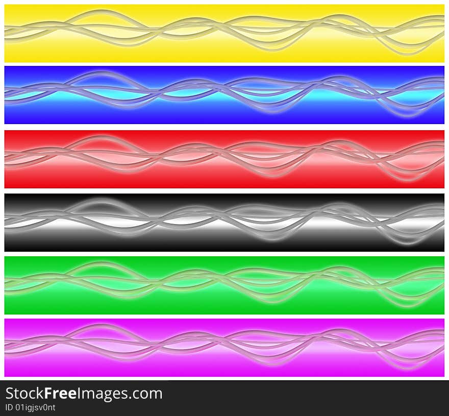 Illustration - Abstract banner of six colors on a white background. easily cropping. Illustration - Abstract banner of six colors on a white background. easily cropping