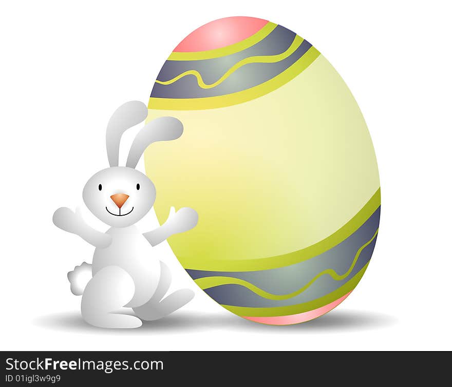 An illustration featuring an Easter bunny with large Easter egg ideal for custom text. An illustration featuring an Easter bunny with large Easter egg ideal for custom text