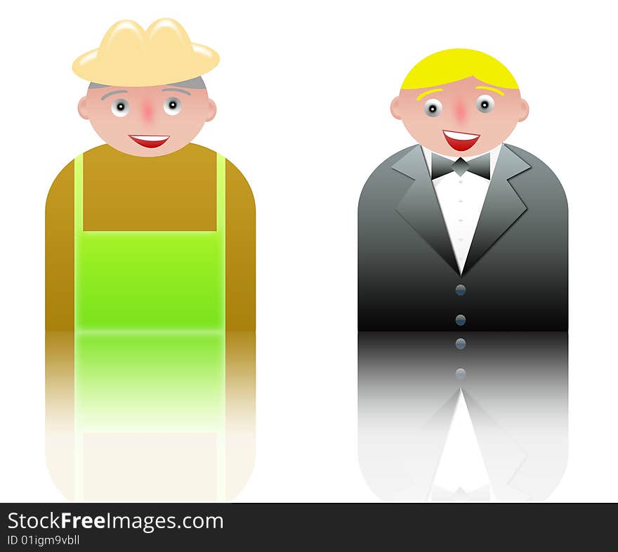 People Icons Waiter And Farmer