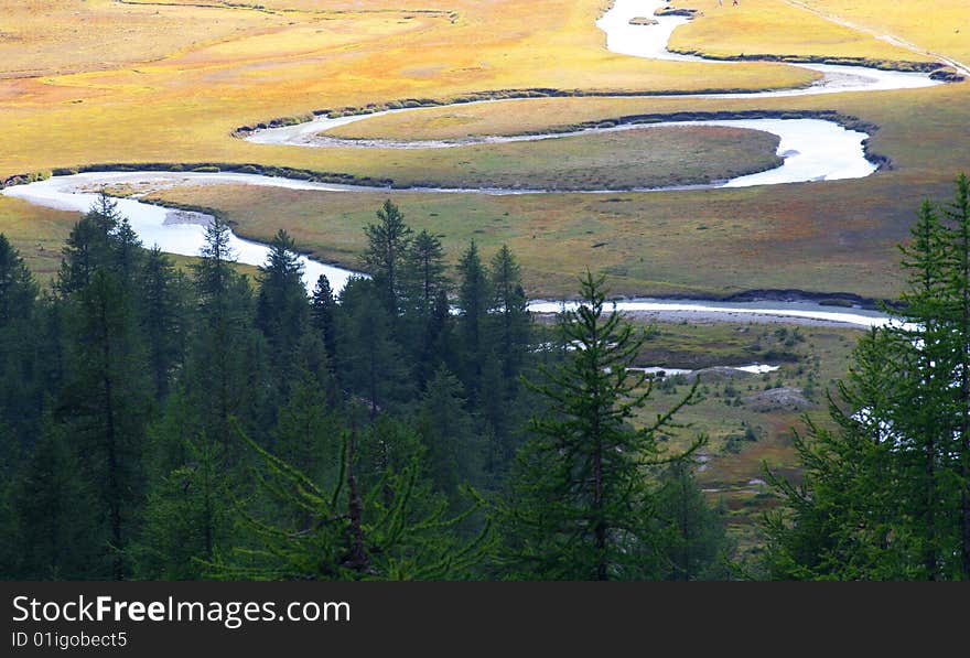 Stream between pastures and forests. Stream between pastures and forests