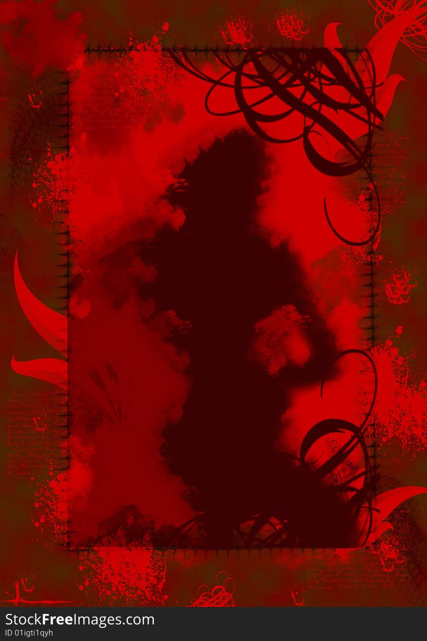 A woman silhouette on red designed background. A woman silhouette on red designed background