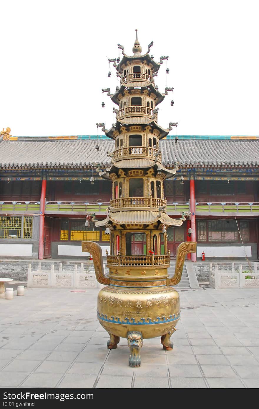 The gold stupa in china ,with old building