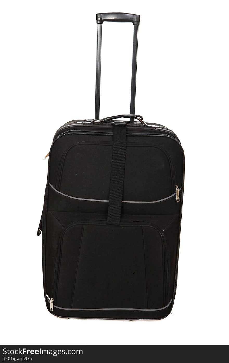 Black suitcase on white background