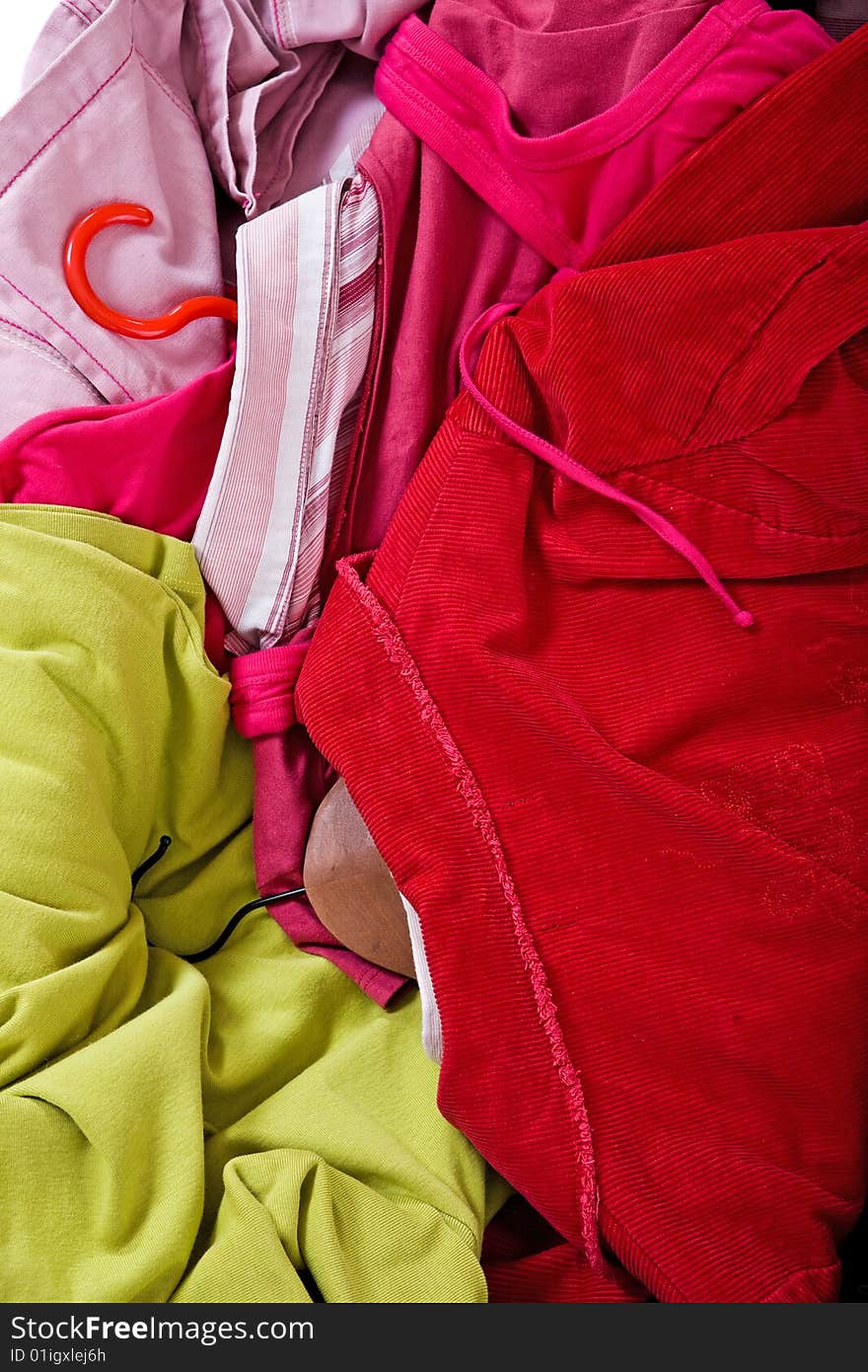 Colour clothes on white background