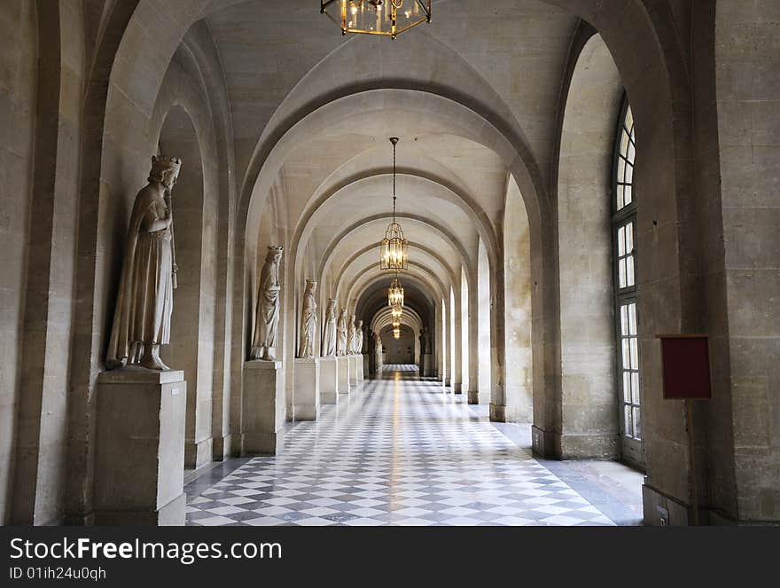 Corridor of classical Building, arch architecture and corridor