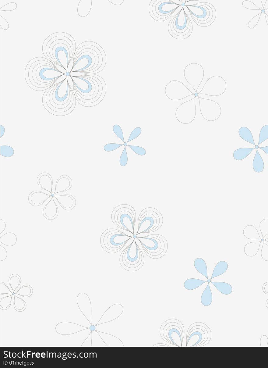 Blue flowers seamless vector pattern. Blue flowers seamless vector pattern