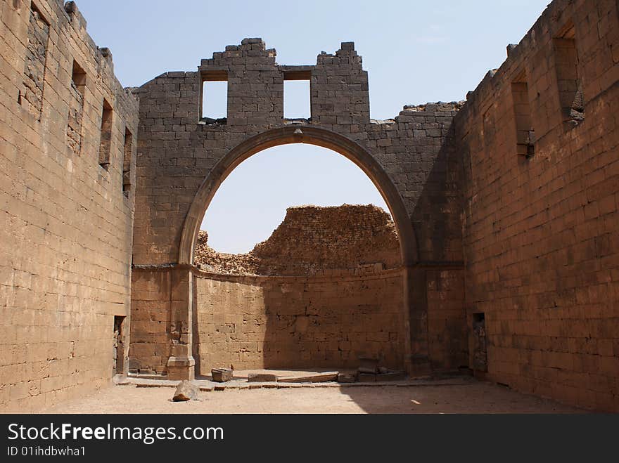 Bosra ancient city, Syria.  It is a major archaeological site and has been declared a UNESCO World heritage Site