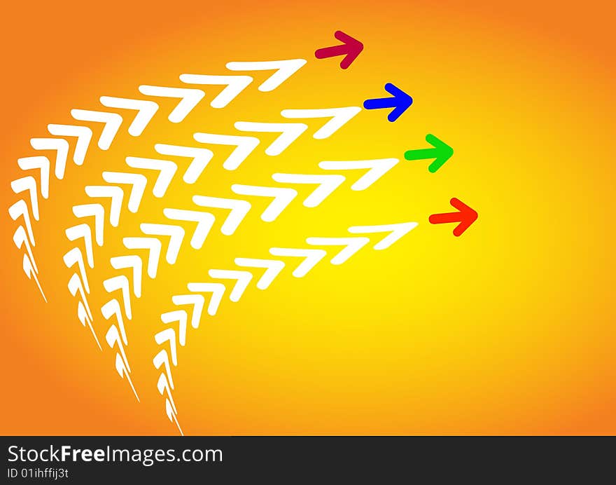 Four arrow with four colour and yellow