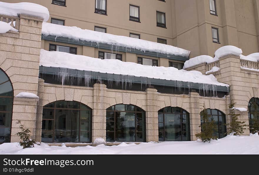 Hotel in the winter , image was taken in Canada