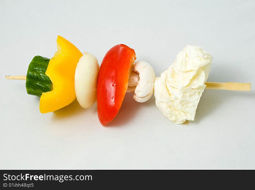 Stock photo: an image of vegetables on the stick. Stock photo: an image of vegetables on the stick