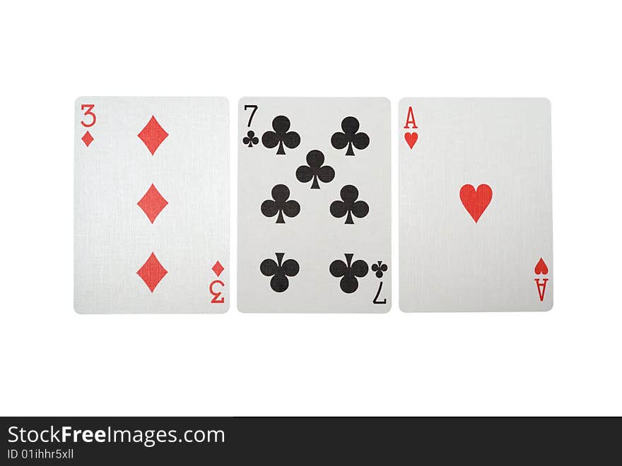 Playing cards isolated against white background