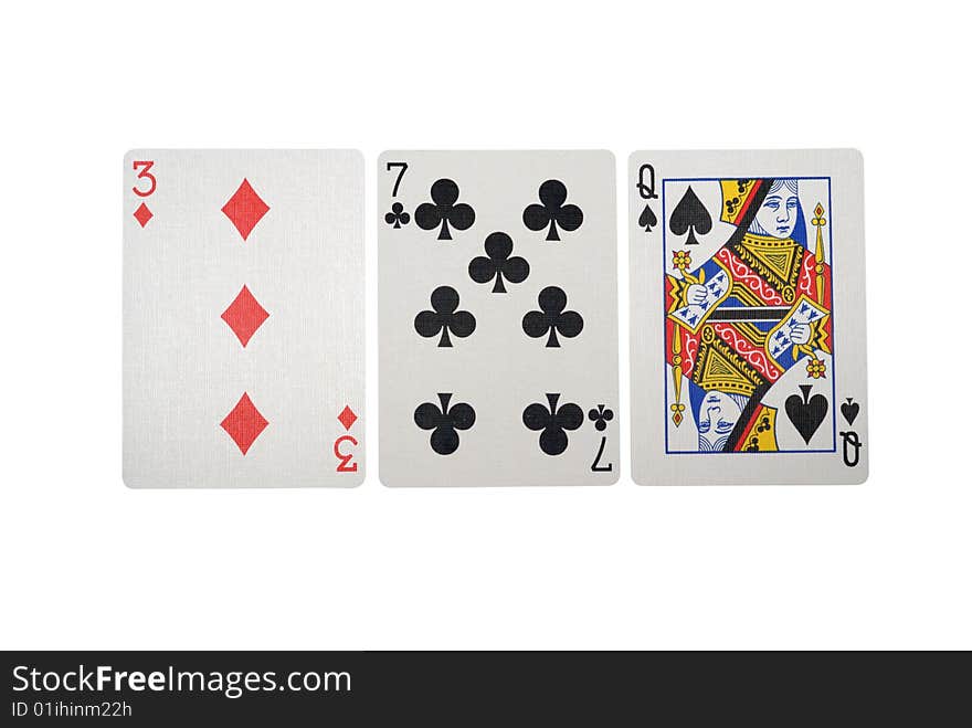 Playing cards isolated against white background