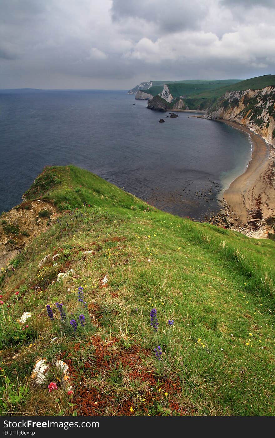 Dungy Head - vertical view - Dorset coast, England