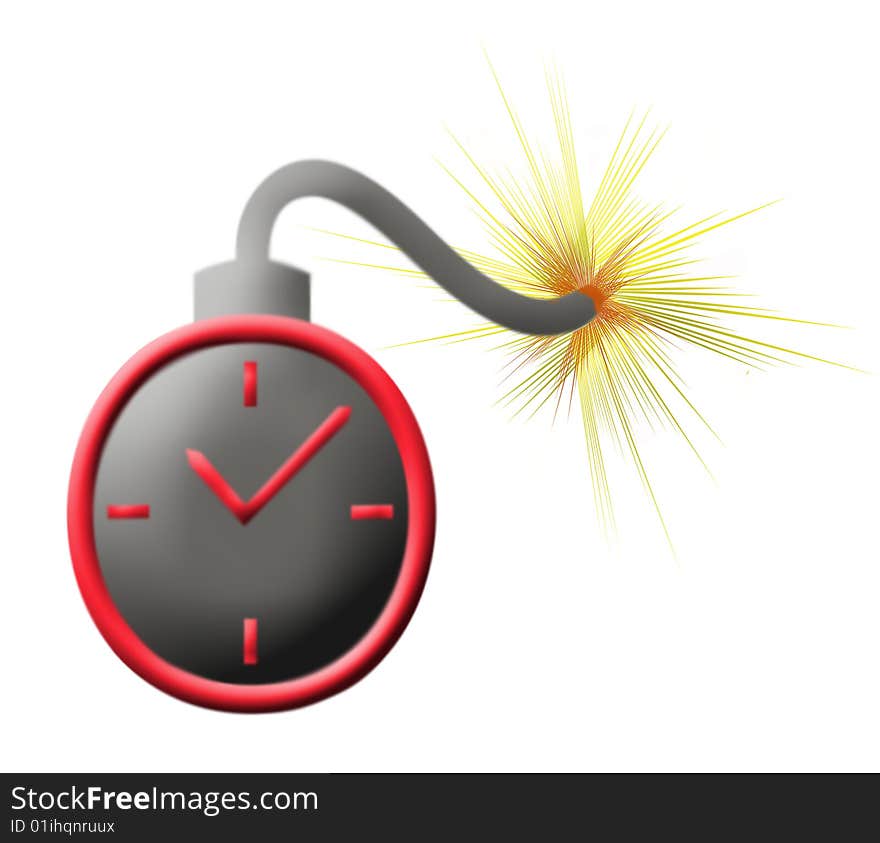 Illustration of a time bomb with a clock placed on a bomb