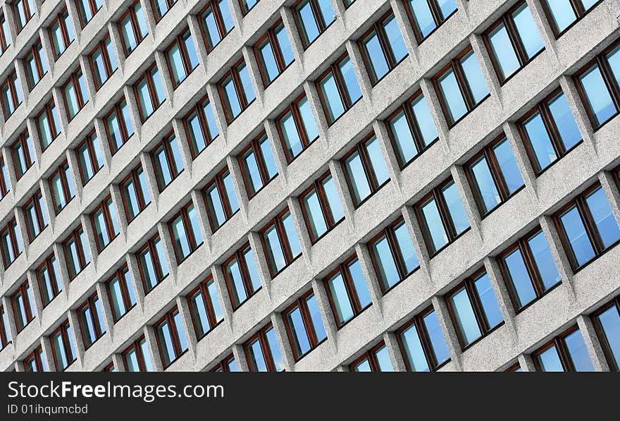 Windows at wall of business center