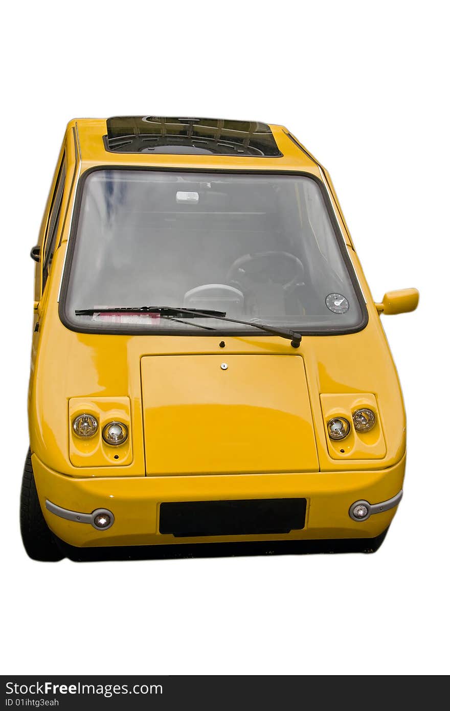 Small isolated yellow car on white. Small isolated yellow car on white