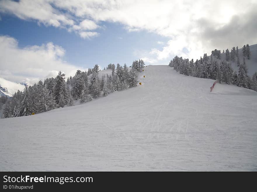 Ski slope - photo taken in italian dolomites. Ski slope - photo taken in italian dolomites