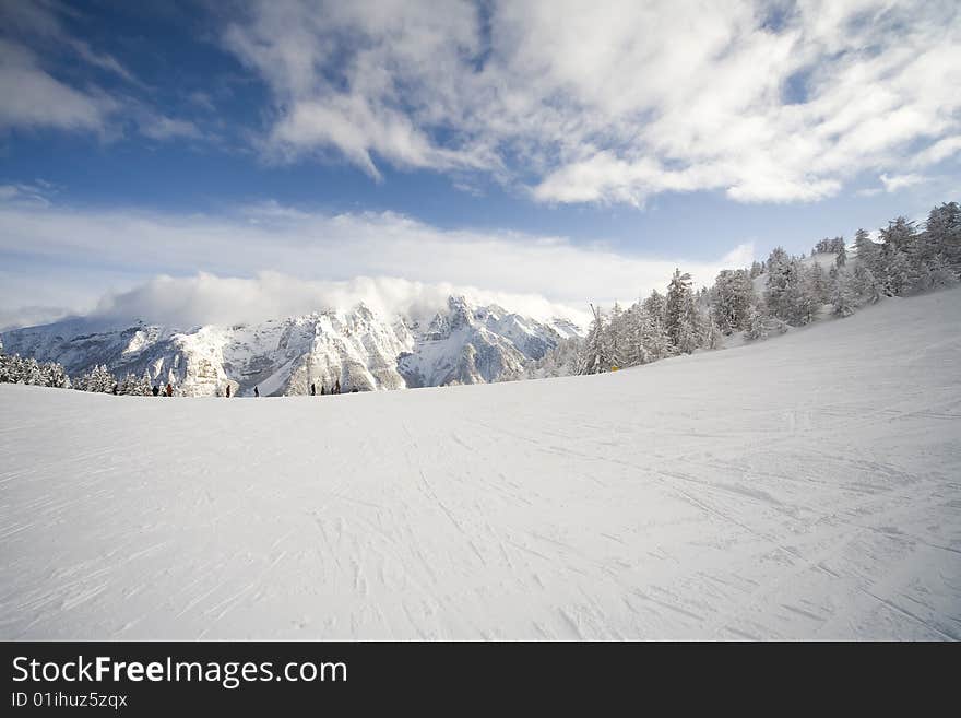 Ski slope in italian dolomites